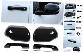 W1103478 Aunginsy Car Rear View Mirror Trim And Exterior Door Handle Cover Kit Piano Black