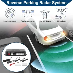 Automall Tech 641832253488 Auto Vehicle Reverse Backup Radar System 2 Parking Sensors Gray