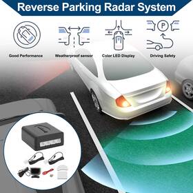 Automall Tech 641832253648 Car Vehicle Reverse Backup Radar System 2 Parking Sensors White