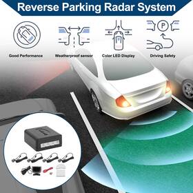 Automall Tech 641832253778 Car Vehicle Reverse Backup Radar System 4 Parking Sensors Gray