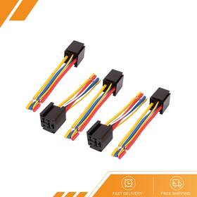 Gryfton 680811091628 5pack Dc 12v/24v 80a 5-pin Wire Cable Relay Socket Harness Connector