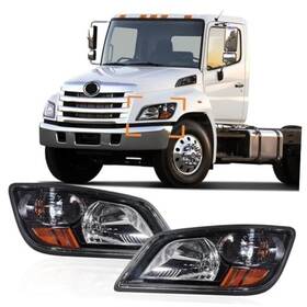 Hpdmauto Up-h20-0001-b Headlight Fit For 2011 Hino 238 258 268 338 Truck Left Driver And Pair Black
