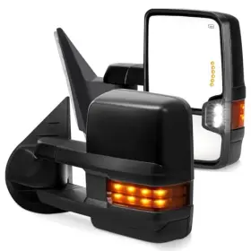 Sw-mr-02844 Hwayspeed Towing Mirrors Compatible For Silverado/sierra 2014-2018 Black With Arrow Light