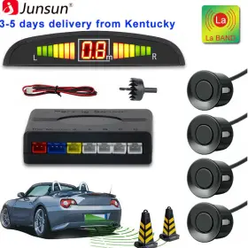 Ps101.bk Junsun 4 Sensors Parking Sensor Car Reverse With Lcd Display Audio Buzzer Alarm Kit Usa