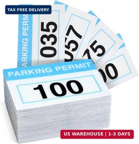 Juvale 194425107281 Car Parking Stickers - 100 Pack Light Blue 3 X 2 In Front Adhesive Numbered