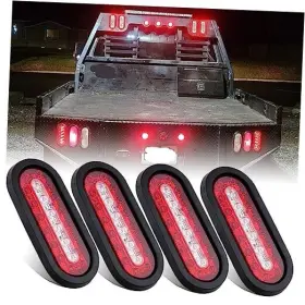 Kon-nm01-dual4rw Konrali 4pcs 6inch Oval Led Trailer Tail Lights With Backup Reverse Red