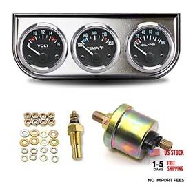 Linekong Ge-lk-5623 Triple Chrome Oil/volt/water Gauge - 2 Inch Oil Temp Water Silver