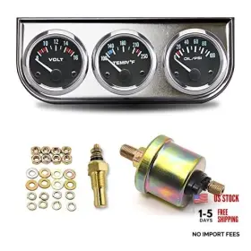 Ge-lk-5623 Linekong Triple Chrome Oil/volt/water Gauge - 2 Inch Oil Temp Water Silver