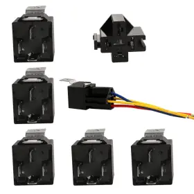 Mignova 710670975071 5 Pack Dc 12v 30/40 Amp Car Spdt Automotive Relay 4 Pin With Harness Socket Set