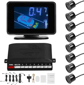 B0ct8w4q3z  Mulcort Car Reverse Backup Parking Sensor Radar System 8 Sensors Kit With Front