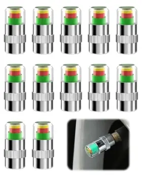 Us-hx-sl160 Pasduchas 12pcs 3 Color Car Tire Pressure Monitor Valve Stem Caps 2.4bar/36psi Air