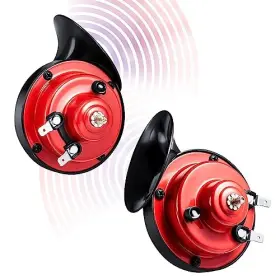 W-h-h-1 Pipimiao Super Loud Waterproof Dual Horns 12v 300db Universal Fit Kit For Cars Red
