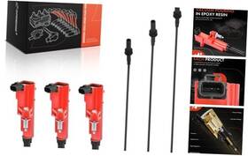 Premiumpartswhosale Apic1280 3 Red Ignition Coils With Spark Plug Wires Compatible Dodge Durango