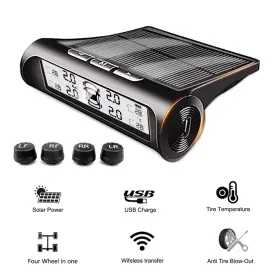 Rapidroo-shop 313041251202 Smart Tpms Car Tire Pressure Security Alarm Monitor System 4 Sensors Display Sol