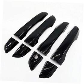 Sizver Hdcvcza-1884 Glossy-black Series Door Handle Covers Overlay No Smart Thumb Buttons