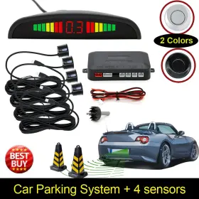 Syneticusa 612520699284 4 Parking Sensors Led Car Auto Backup Reverse Rear Radar System Alert Alarm Kit