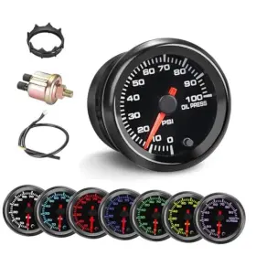 Tc-yyb05 Tchenpart 7 Color 0-100 Psi Tinted Kit 2-1/16 Inch 52mm Led Backlight - Oil Pressure Gauge