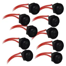 The Wires Zone 710308493090 Universal Black 12v 2 Pin Round On/off Mini Rocker Switch 10 Pack