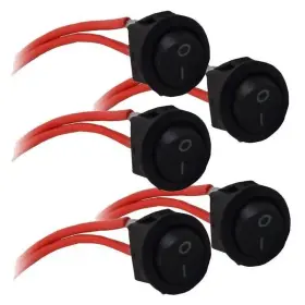 The Wires Zone 710308493106 Universal Black 12v 2 Pin Round On/off Mini Rocker Switch 5 Pack