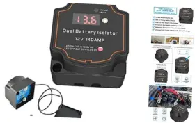 Sku3426-yy Triplewatertriplegood Split Charge Relay 12v 140 Amp Smart Dual Battery Isolator Manual/auto Modes