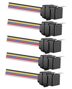 Vicalltec 0811mqcjdq01 5pcs 80/60 Ampere 12 V Dc Car Relay With 5-pin Wiring Harness Connector 5pin