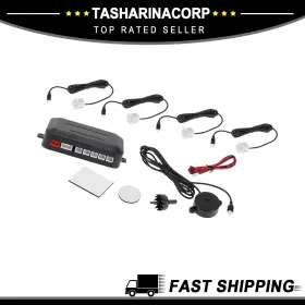 X Autohaux 619668419194 Universal Piece Of 4 Car Reverse Backup Radar System Parking Sensors White