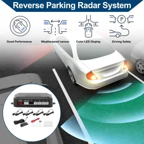 X Autohaux 641832253518 Auto Vehicle Reverse Backup Radar System 4 Parking Sensors Black