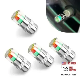 Youmpn6 Yekoaru Tire Pressure Monitor Valve Stem Caps 2.4bar 36psi Car 4 Pcs Silver