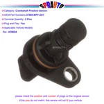 Engine Crankshaft Position Sensor For Honda Civic 2017-2020 37500-RPY-G01 PC1187 New. Price: $15.21.